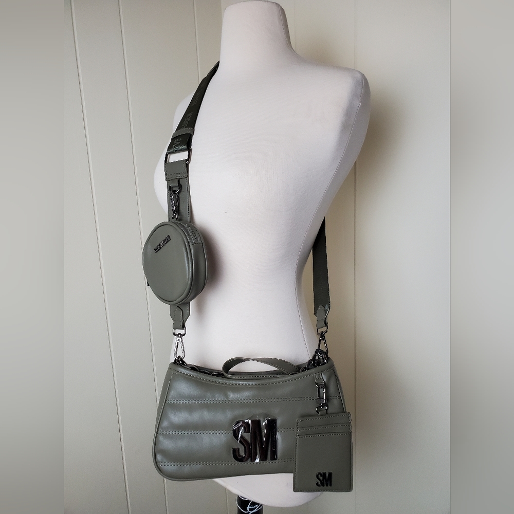 STEVE MADDEN olive green quilted bzoia handbag/ crossbody bag - Picture 2 of 10